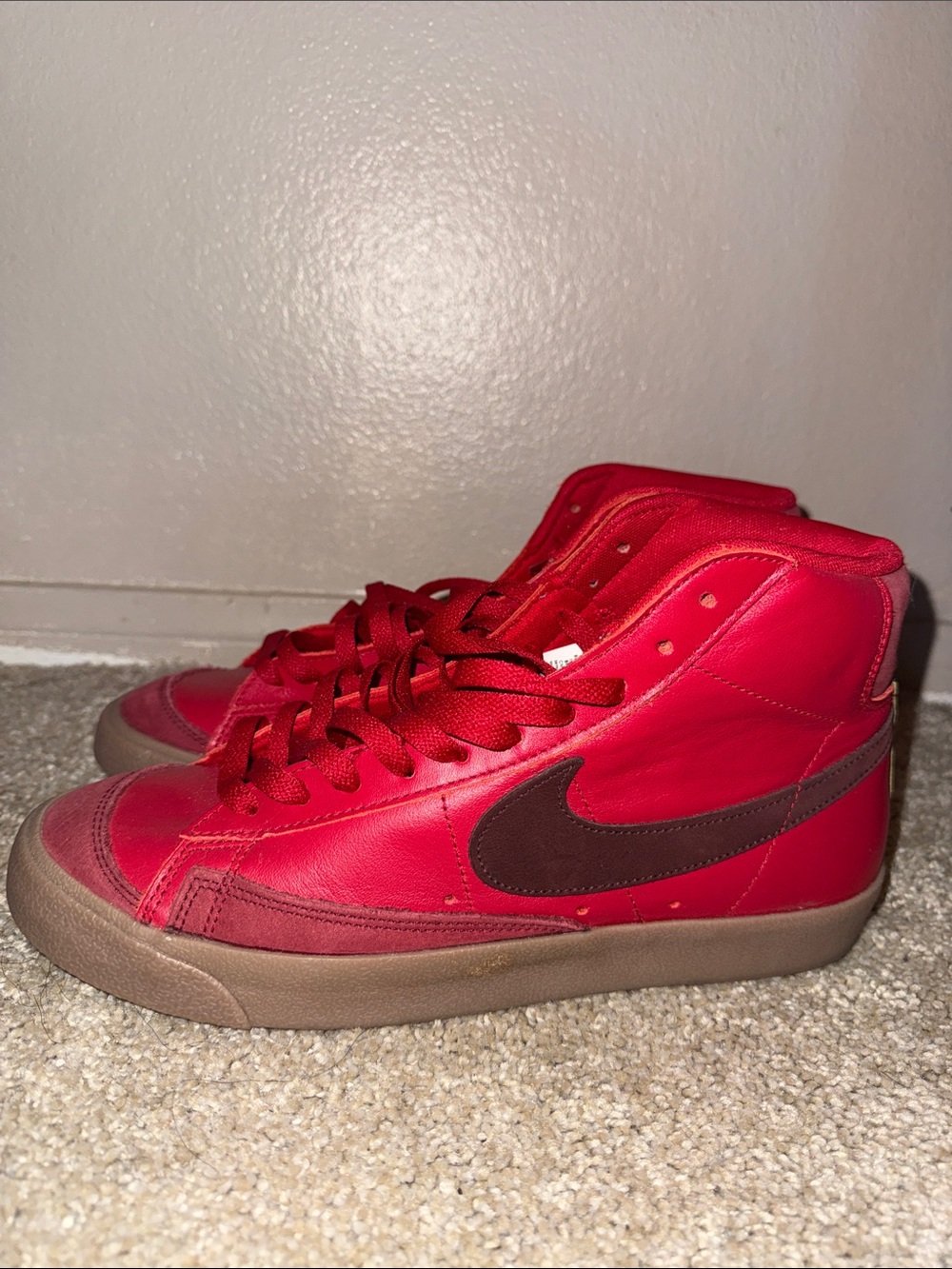 Nike Red High-Top Sneakers with Dark Swoosh